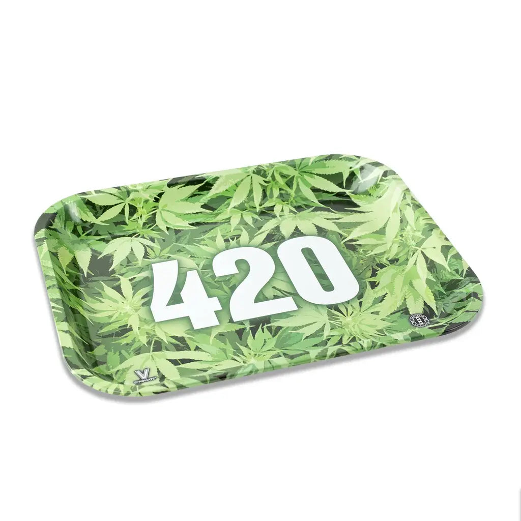 V-SYNDICATE – 420 Leaf Rolling Tray | Green or White-Gold - Sturdy, clean, and built to last. 