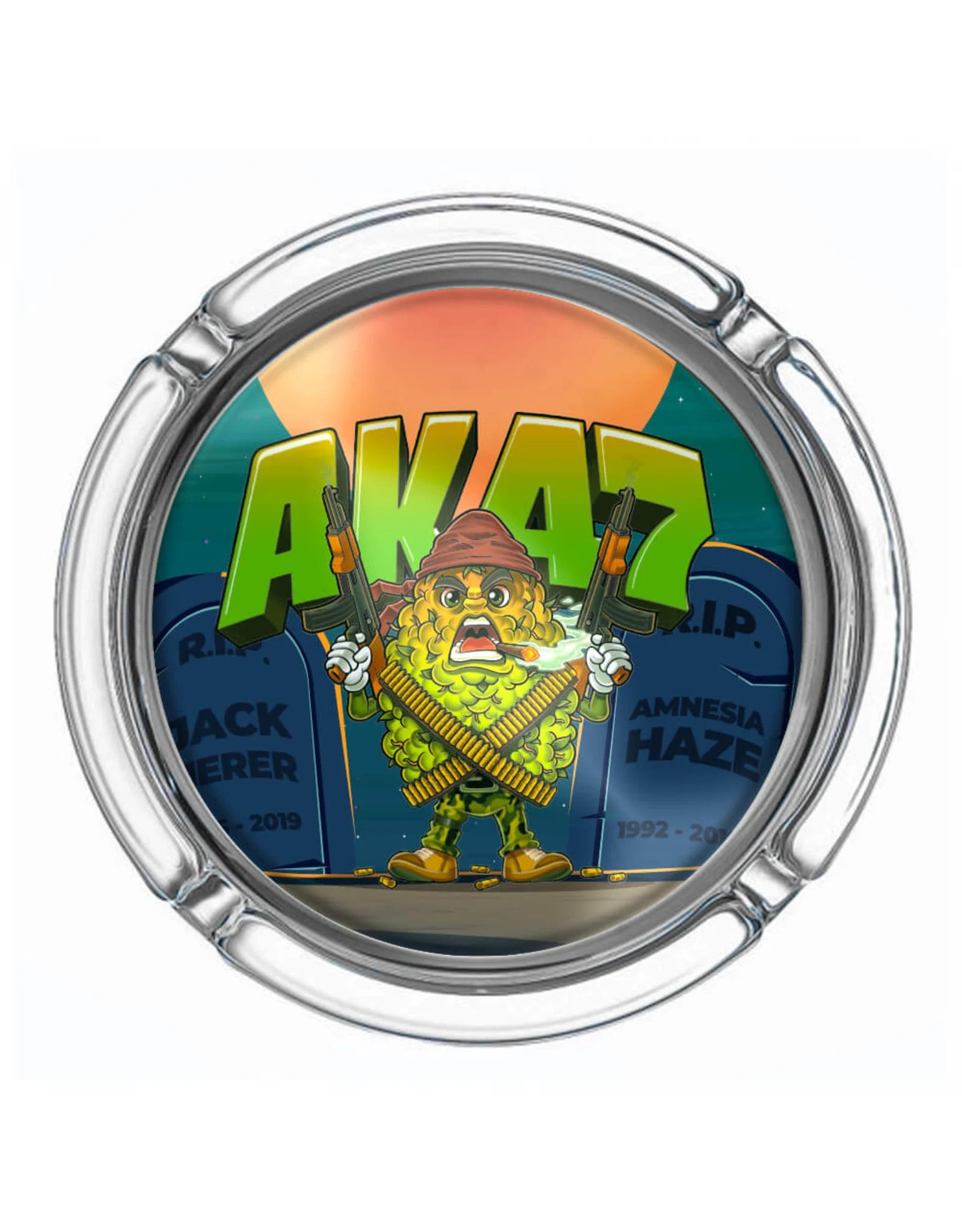 Glass Ashtray “AK47” Small | Best Buds - Compact, colorful, and with attitude. 