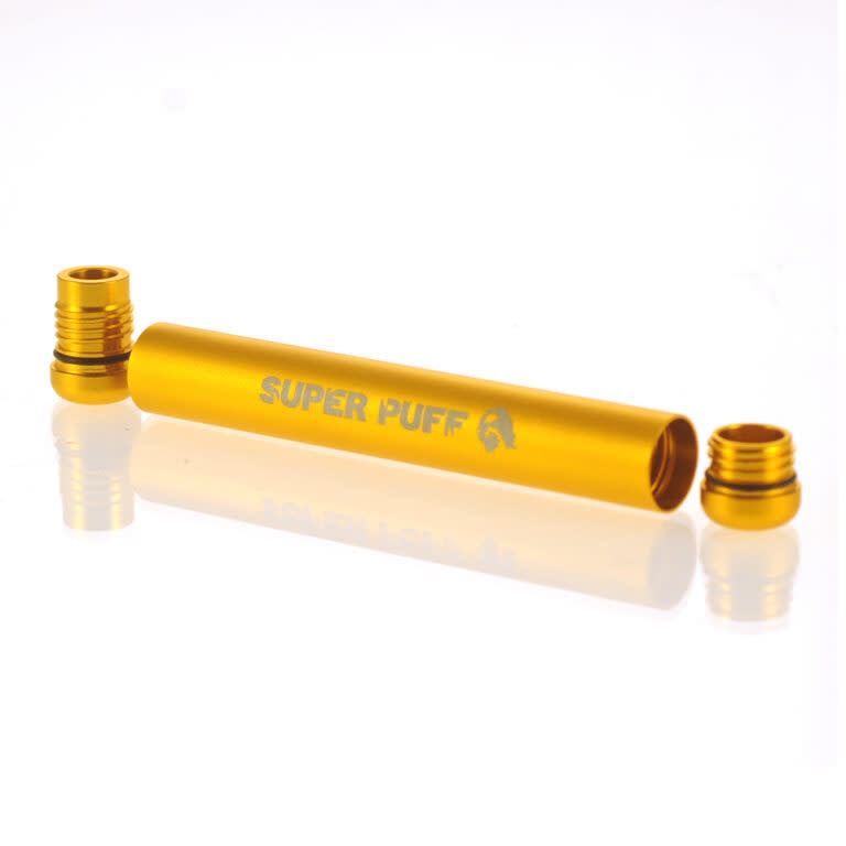 Cone Holder Aluminum Blue/Gold | Super Puff - Compact, reusable, and sleekly finished. 