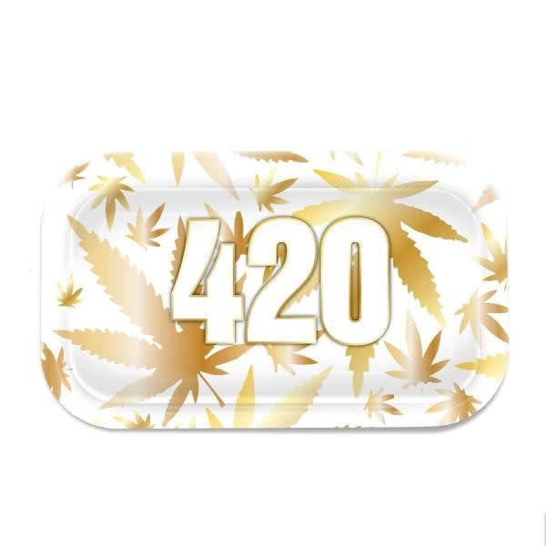 V-SYNDICATE – 420 Leaf Rolling Tray | Green or White-Gold - Sturdy, clean, and built to last. 